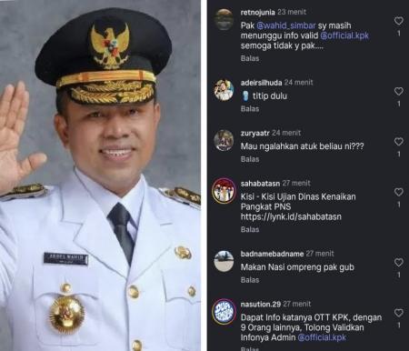 Gubernur Riau Abdul Wahid dikabarkan kena OTT KPK, warganet ramai-ramai serbu Instagramnya (foto/ist)
